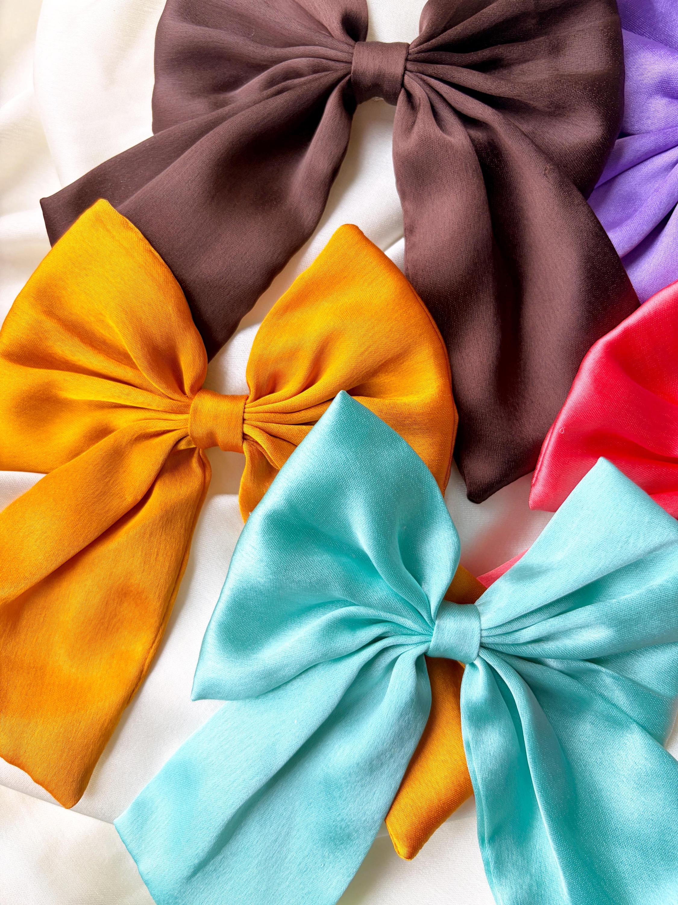 Oversized Silk Satin Bow Hair Clip, Coquette Accessory, Women Girls Pigtail Clip